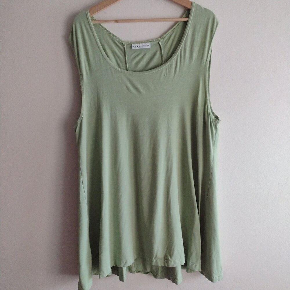 Bryn Walker Lime Green Relaxed Fit Tunic Bamboo Cotton Blend Top
